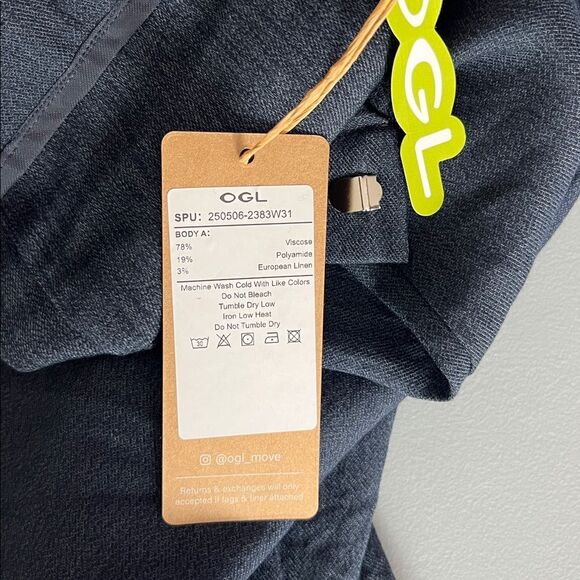 New OGL Viscose-Linen Weave European Linen Mid Rise Flared Pant with Pockets - Picture 7 of 13